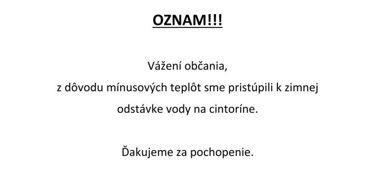 Zimná odstávka vody na cintoríne