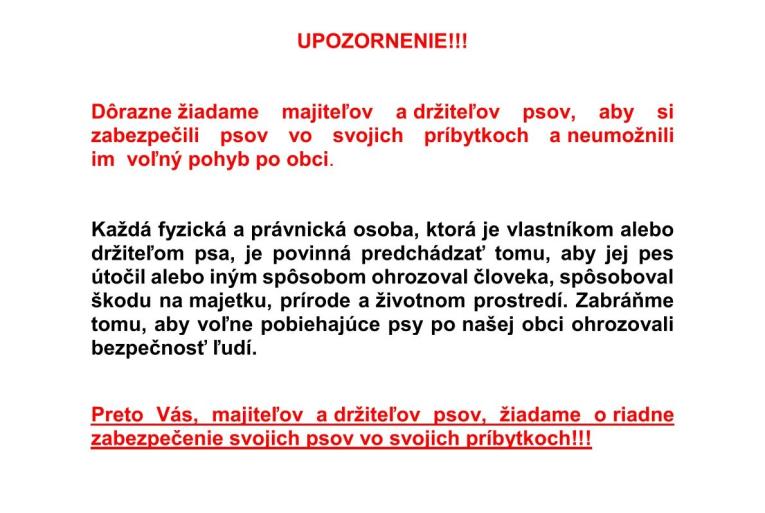 UPOZORNENIE