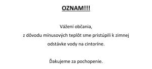 Zimná odstávka vody na cintoríne